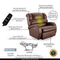 Poltrona Papai Reclinável Napoli Elétrica Botão Led Massagem Pu Brilho Fh1 Marrom - 8