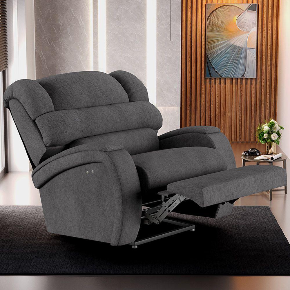 Poltrona Do Papai Reclinável Napoli Power Touch Linho Grafite Fh1 - 5