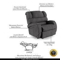 Poltrona Do Papai Reclinável Napoli Power Touch Linho Grafite Fh1
