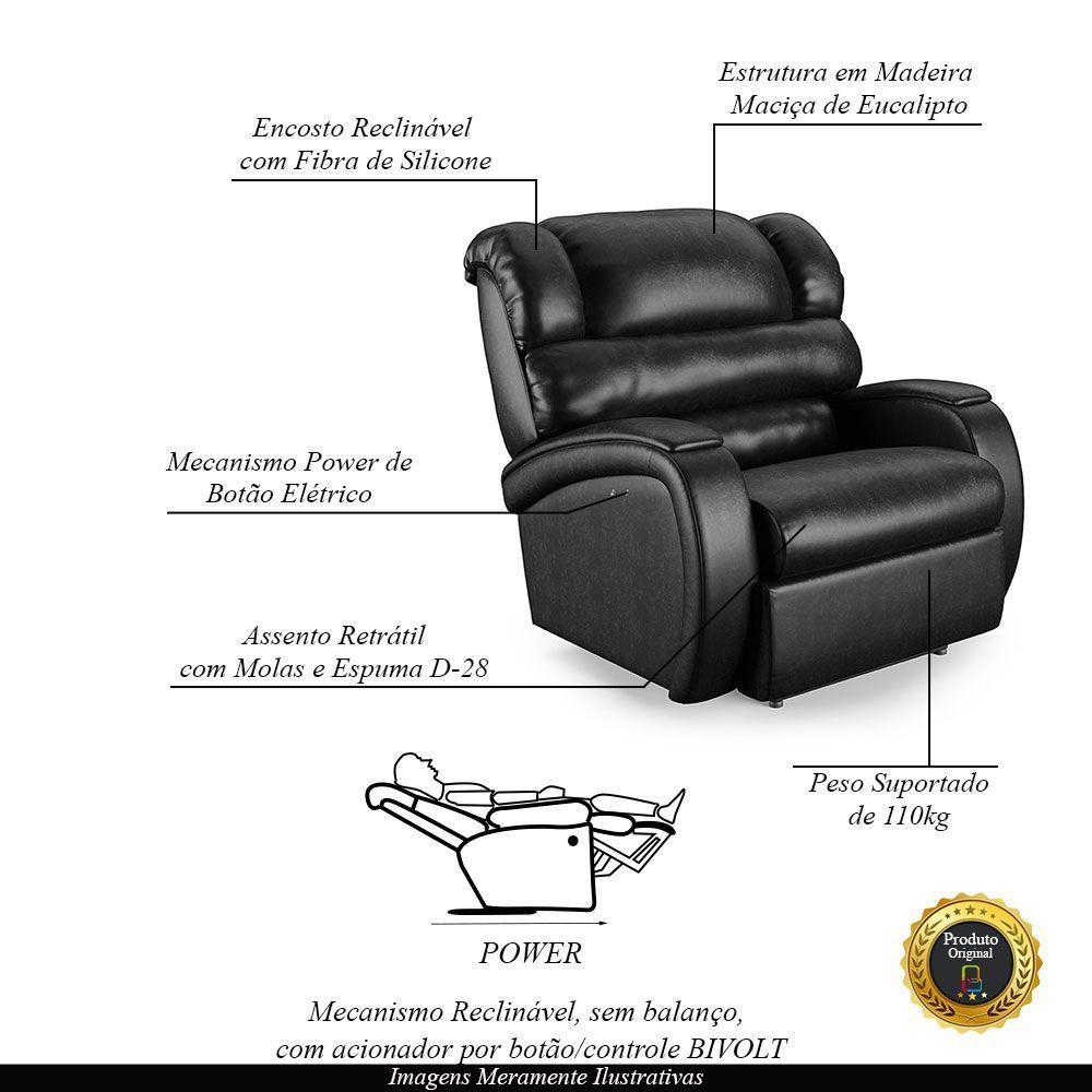 Poltrona Do Papai Reclinável Napoli Power Touch Pu Preto Brilho Fh1 - 6