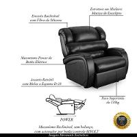 Poltrona Do Papai Reclinável Napoli Power Touch Pu Preto Brilho Fh1 - 6