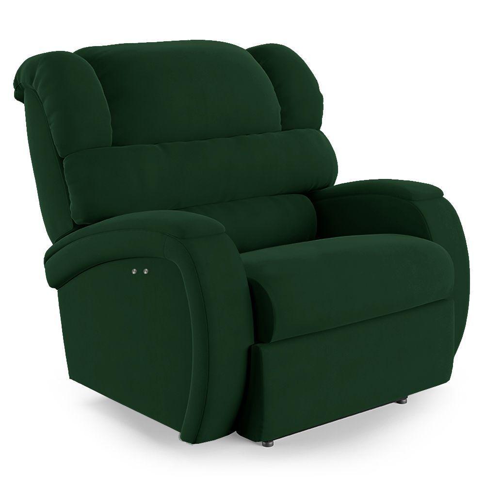 Poltrona Do Papai Reclinável Napoli Power Touch Massagem Veludo Verde Fh1 - 1