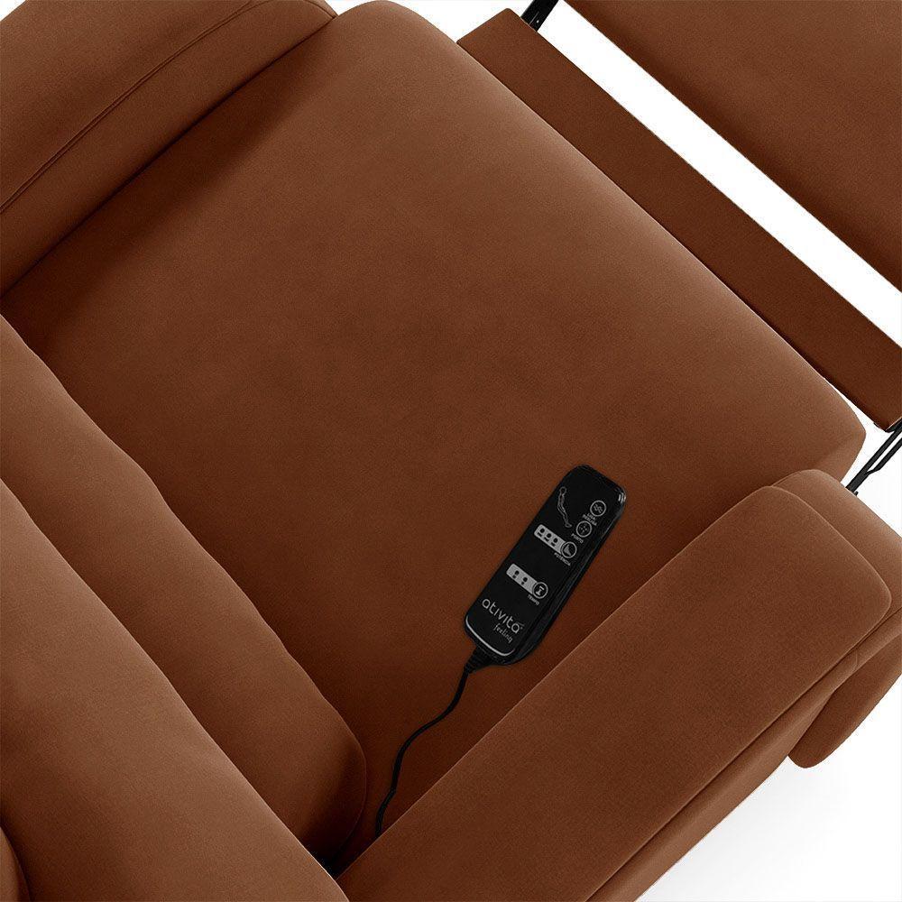 Poltrona Do Papai Reclinável Napoli Power Touch Massagem Veludo Fh1 Terracota - 4