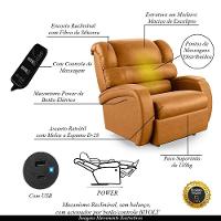 Poltrona Do Papai Reclinável Napoli Power Touch Massagem Pu Fh1 Verde Musgo - 3