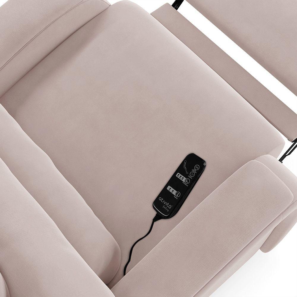 Poltrona Do Papai Reclinável Napoli Power Touch Massagem Veludo Rosê Fh1 - 5