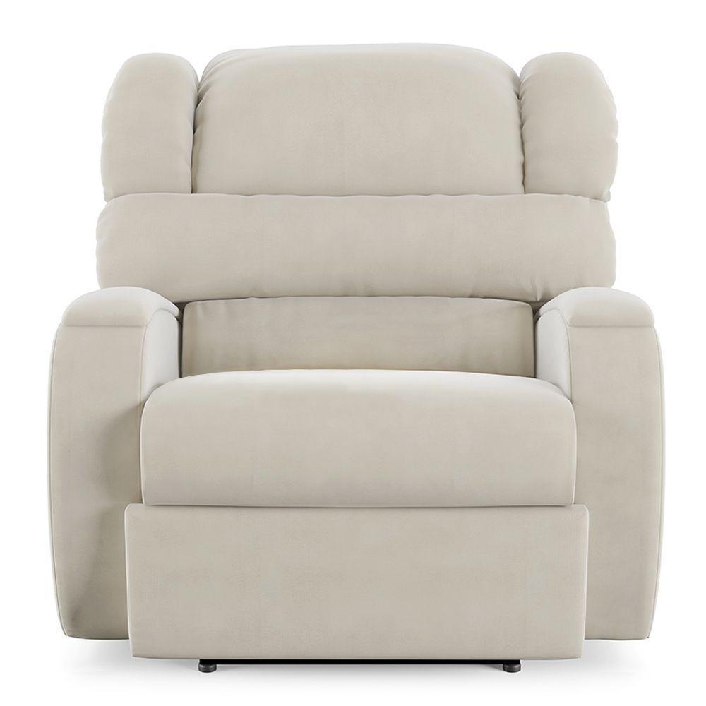 Poltrona Do Papai Reclinável Napoli Power Touch Massagem Veludo Fh1 Bege - 3