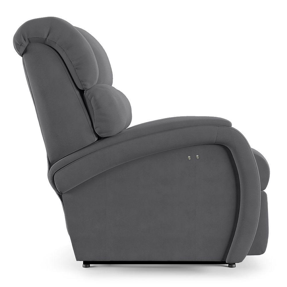 Poltrona Do Papai Reclinável Napoli Power Touch Massagem Veludo Cinza Fh1 - 2