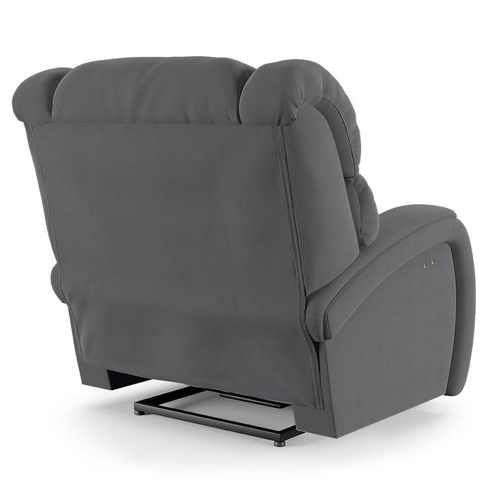 Poltrona Do Papai Reclinável Napoli Power Touch Massagem Veludo Cinza Fh1 - 4