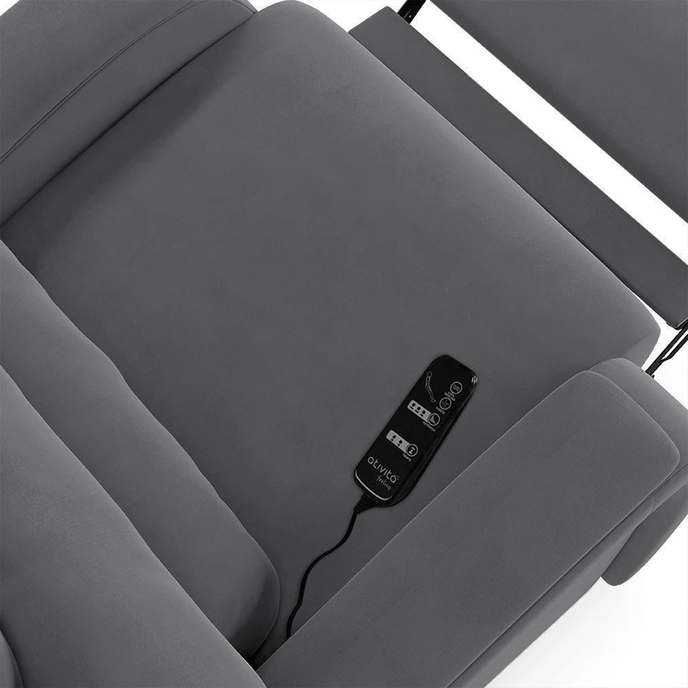 Poltrona Do Papai Reclinável Napoli Power Touch Massagem Veludo Cinza Fh1 - 7