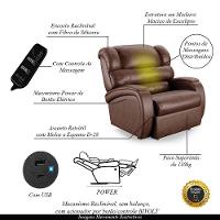 Poltrona Do Papai Reclinável Napoli Power Touch Massagem Pu Marrom Brilho Fh1 - 6