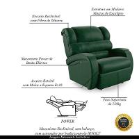 Poltrona Do Papai Reclinável Napoli Power Touch Pu Fh1 Verde Musgo - 6
