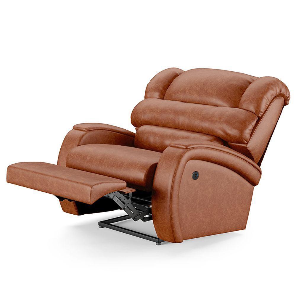 Poltrona Do Papai Reclinável Napoli Power Touch Usb Pu Caramelo Brilho Fh1 - 2