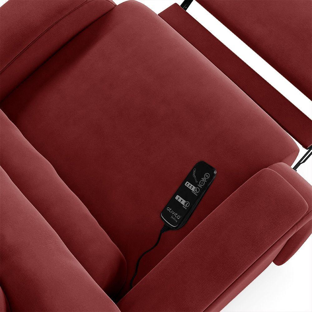 Poltrona Do Papai Reclinável Napoli Power Touch Massagem Veludo Fh1 Vermelho - 6