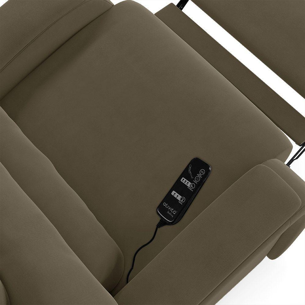 Poltrona Do Papai Reclinável Napoli Power Elétrica Massagem Veludo Fh1 Rose - 6