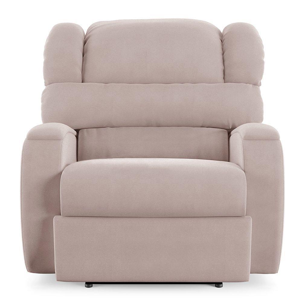 Poltrona Do Papai Reclinável Napoli Power Elétrica Massagem Veludo Fh1 Rose - 10