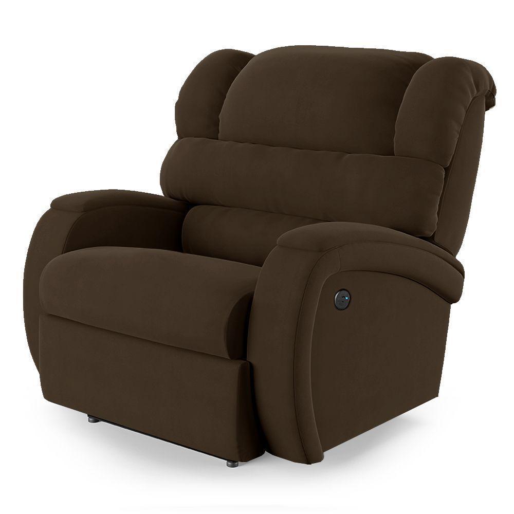 Poltrona Do Papai Reclinável Napoli Power Touch Usb Veludo Marrom Fh1 - 1