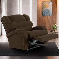 Poltrona Do Papai Reclinável Napoli Power Touch Massagem Veludo Fh1 Marrom - 1