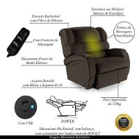 Poltrona Do Papai Reclinável Napoli Power Touch Massagem Pu Fh1 Marrom - 6
