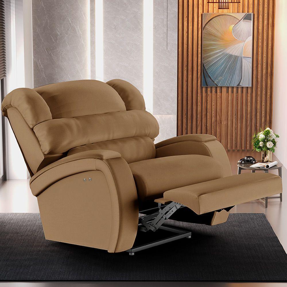 Poltrona Do Papai Reclinável Napoli Power Touch Massagem Pu Fh1 Caramelo - 7