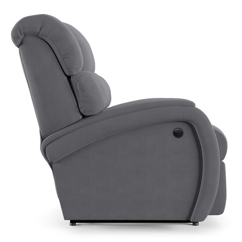 Poltrona Do Papai Reclinável Napoli Power Elétrica Massagem Veludo Fh1 Cinza - 2