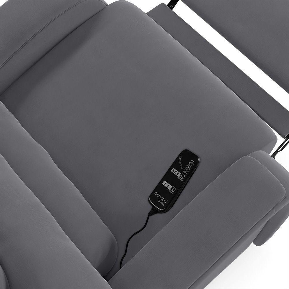 Poltrona Do Papai Reclinável Napoli Power Elétrica Massagem Veludo Fh1 Cinza - 8