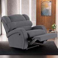Poltrona Do Papai Reclinável Napoli Power Elétrica Massagem Veludo Fh1 Cinza - 7