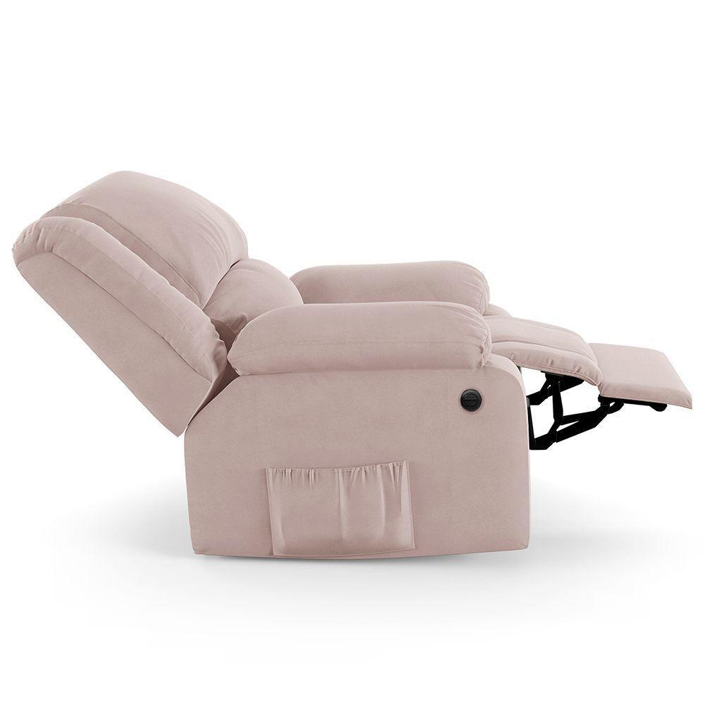 Poltrona Do Papai Reclinável Melim Elétrica Led Massagem Veludo Rosê Fh1 - 3