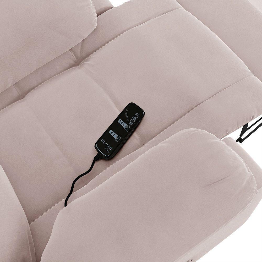 Poltrona Do Papai Reclinável Melim Elétrica Led Massagem Veludo Rosê Fh1 - 5