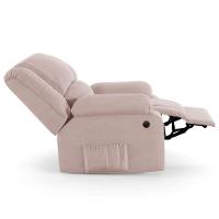 Poltrona Do Papai Reclinável Melim Elétrica Led Massagem Veludo Rosê Fh1 - 3