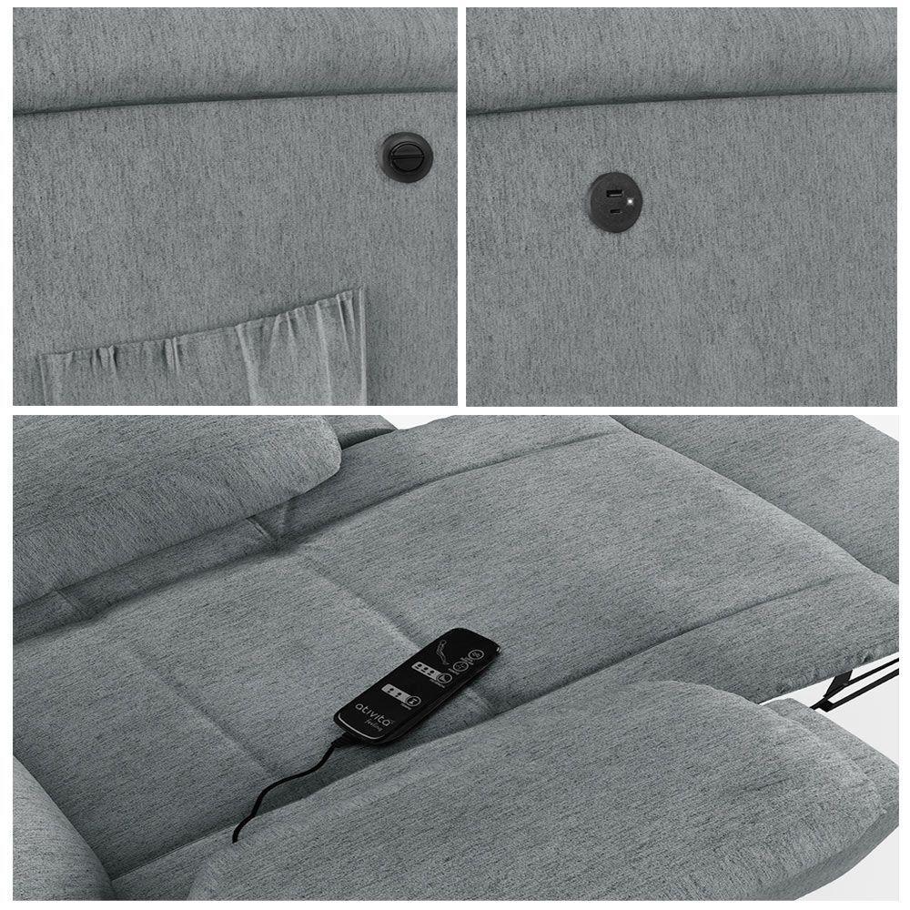 Poltrona Do Papai Reclinável Melim Elétrica Led Massagem Linho Cinza Fh1 - 6