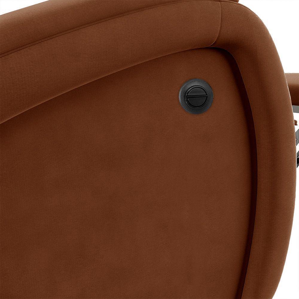 Poltrona Do Papai Reclinável Napoli Power Elétrica Massagem Veludo Fh1 Terracota - 4