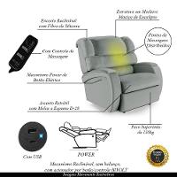 Poltrona Do Papai Reclinável Napoli Power Touch Massagem Pu Fh1 Cinza - 6