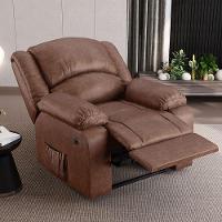 Poltrona Do Papai Reclinável Melim Elétrica Led Massagem Pu Brilho Fh1 Marrom - 7