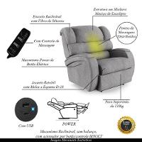 Poltrona Do Papai Reclinável Napoli Power Touch Massagem Linho Fh1 Cinza - 3