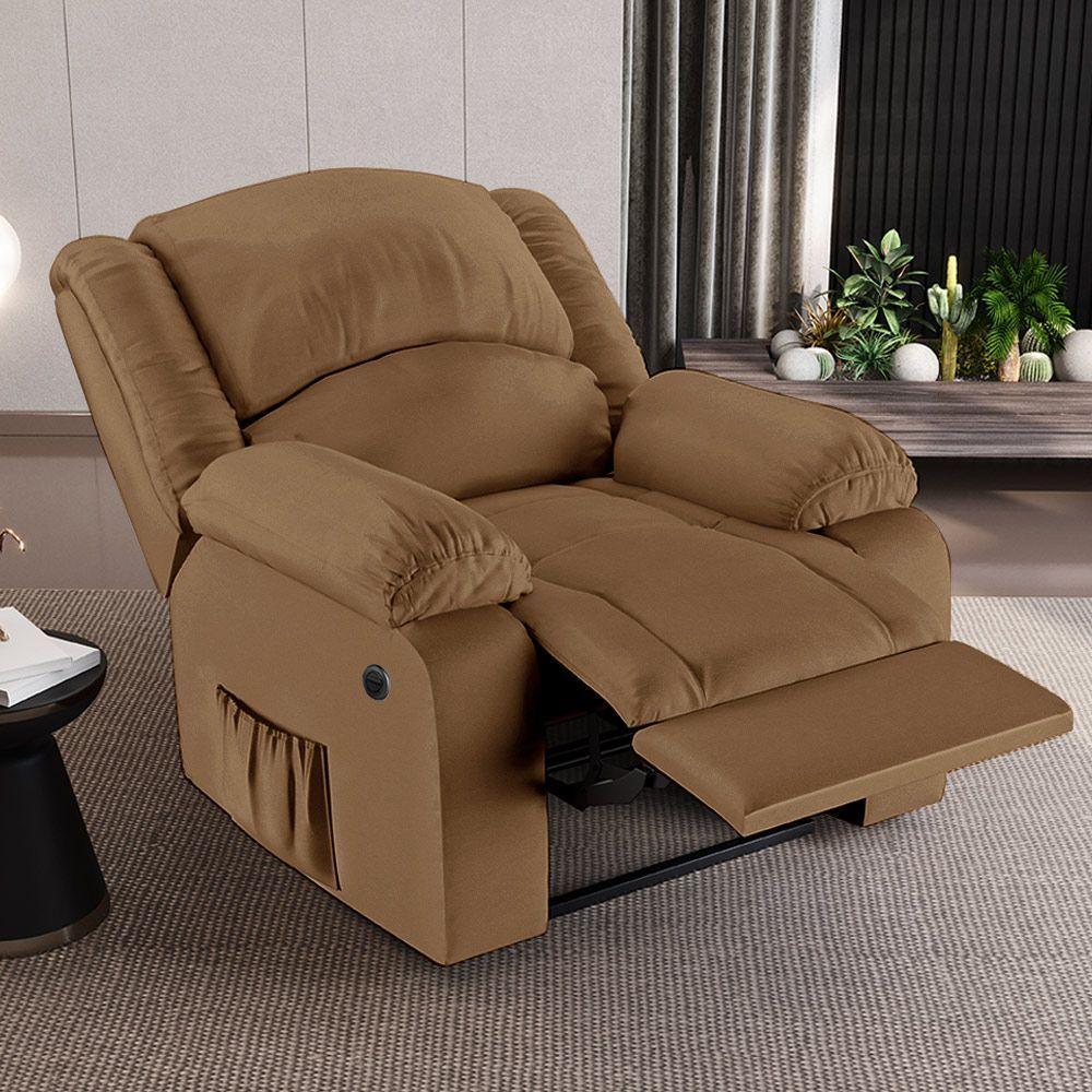 Poltrona Do Papai Reclinável Melim Elétrica Led Massagem Pu Caramelo Fh1 - 7