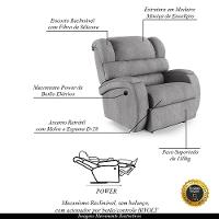 Poltrona Do Papai Reclinável Napoli Controle Power Elétrico Linho Cinza Fh1 - 6