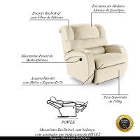Poltrona Do Papai Reclinável Napoli Controle Power Elétrico Pu Bege Fh1 - 6