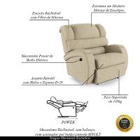 Poltrona Do Papai Reclinável Napoli Controle Power Elétrico Linho Bege Fh1 - 6