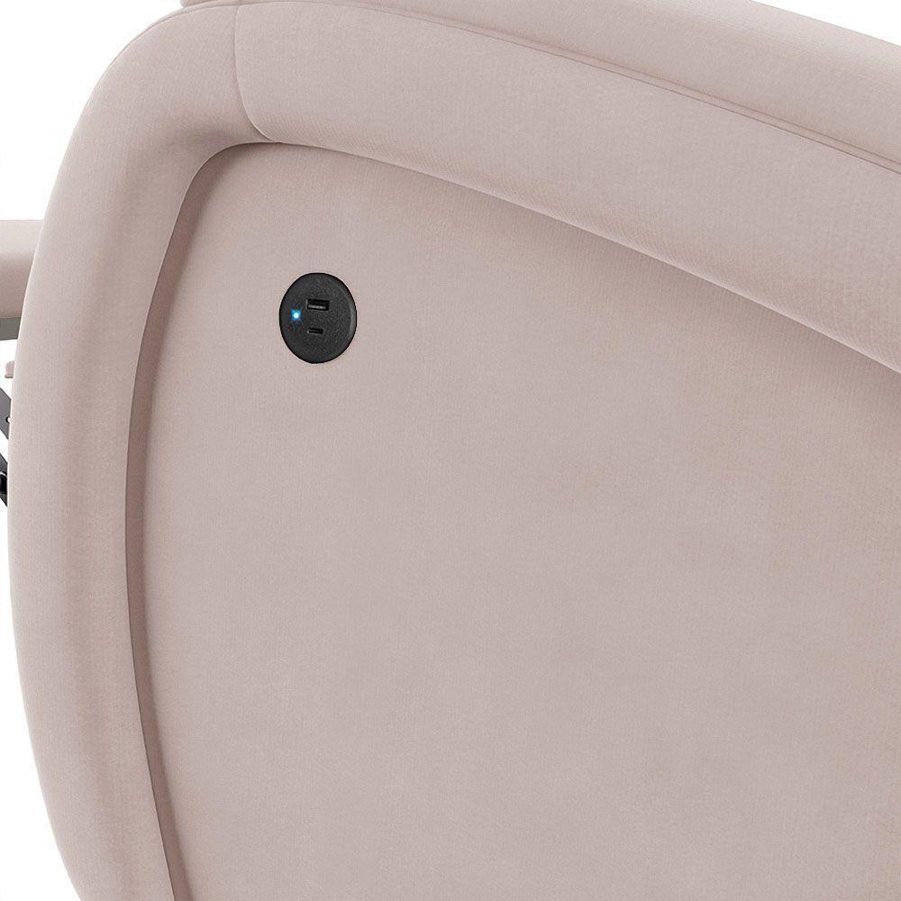Poltrona Do Papai Reclinável Napoli Power Touch Usb Veludo Rosê Fh1 - 8