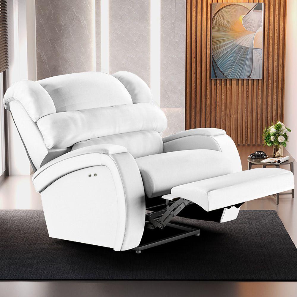 Poltrona Do Papai Reclinável Napoli Power Touch Massagem Pu Fh1 Branco - 7