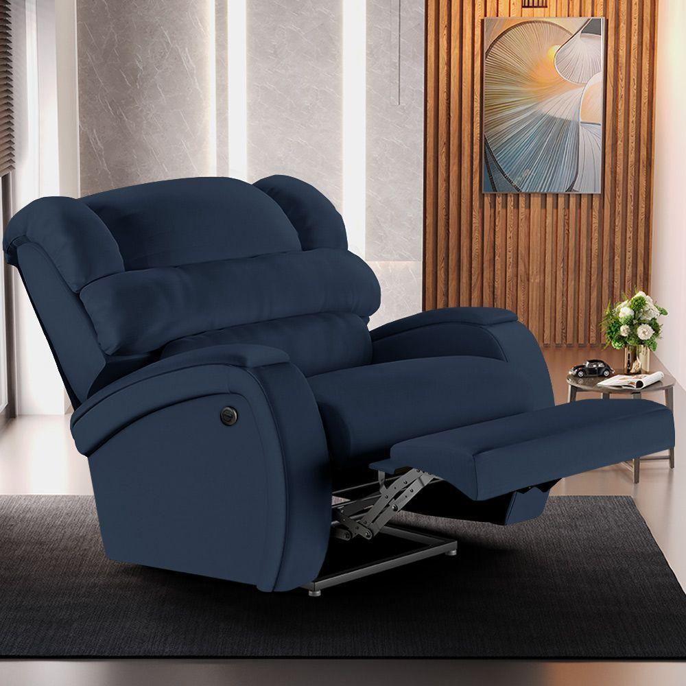 Poltrona Do Papai Reclinável Napoli Controle Power Elétrico Pu Fh1 Azul - 7