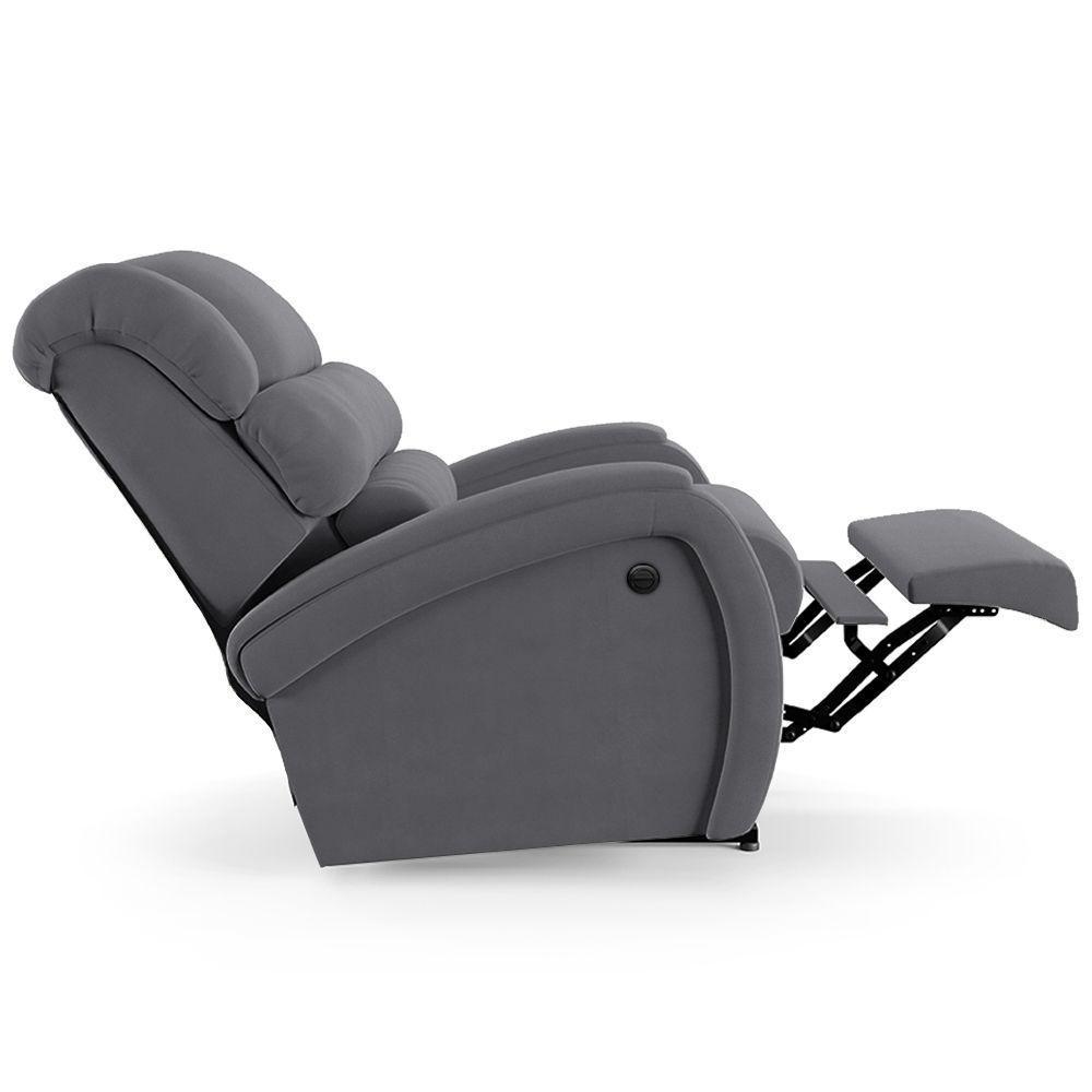 Poltrona Do Papai Reclinável Napoli Controle Power Elétrico Veludo Fh1 Cinza - 2