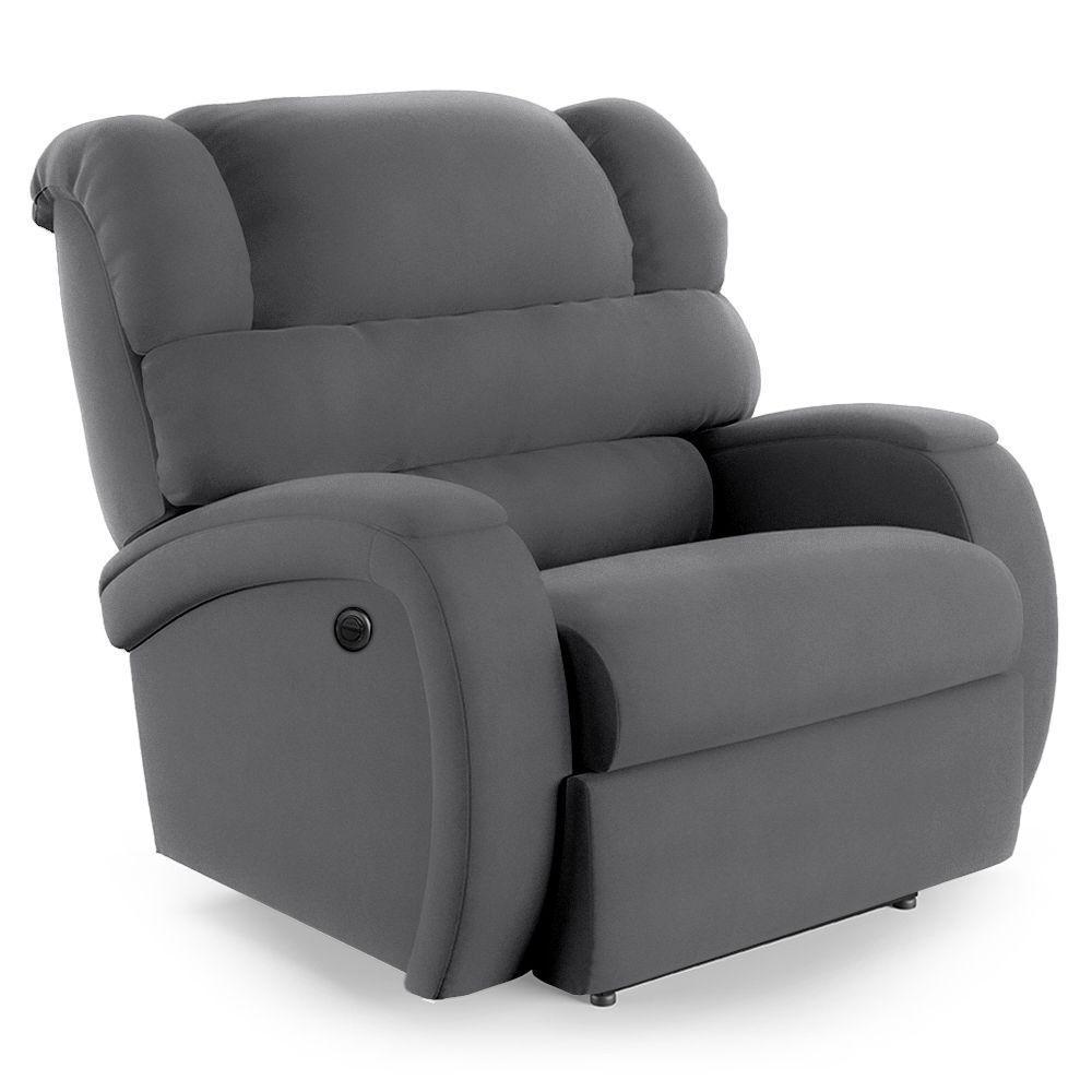 Poltrona Do Papai Reclinável Napoli Controle Power Elétrico Veludo Cinza Fh1 - 1