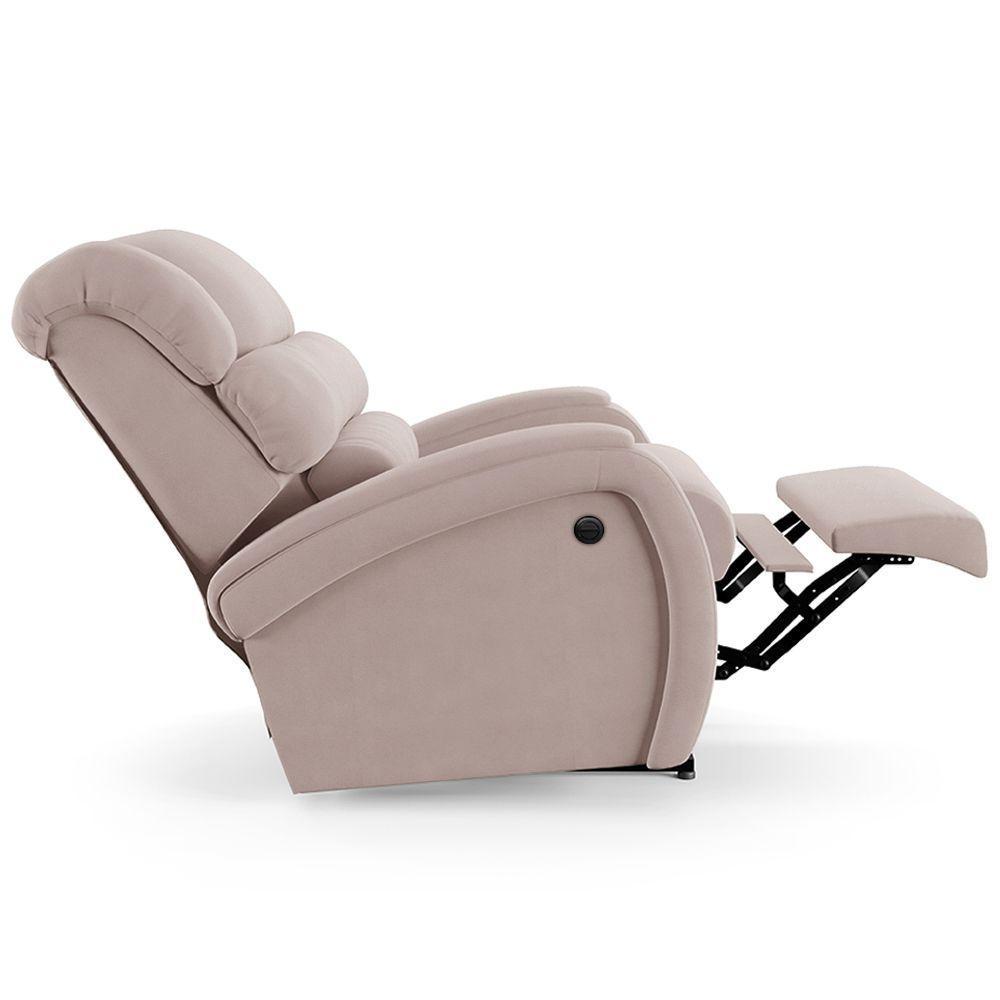 Poltrona Do Papai Reclinável Napoli Controle Power Elétrico Veludo Rosê Fh1 - 3