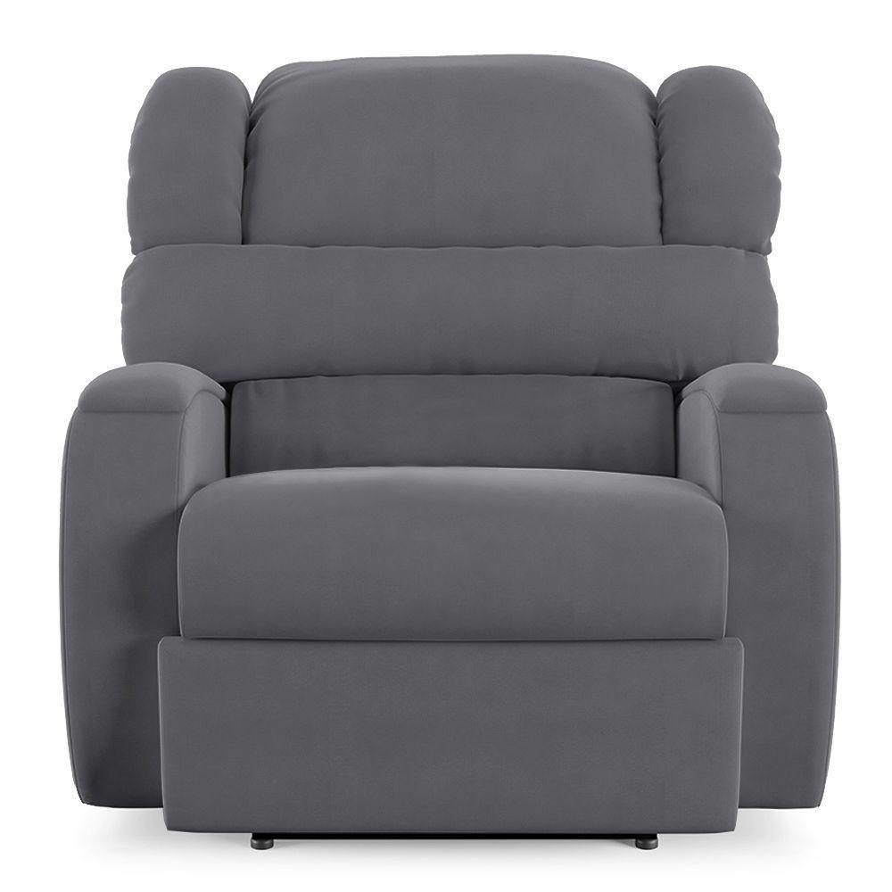 Poltrona Do Papai Reclinável Napoli Controle Power Elétrico Usb Veludo Cinza Fh1 - 3