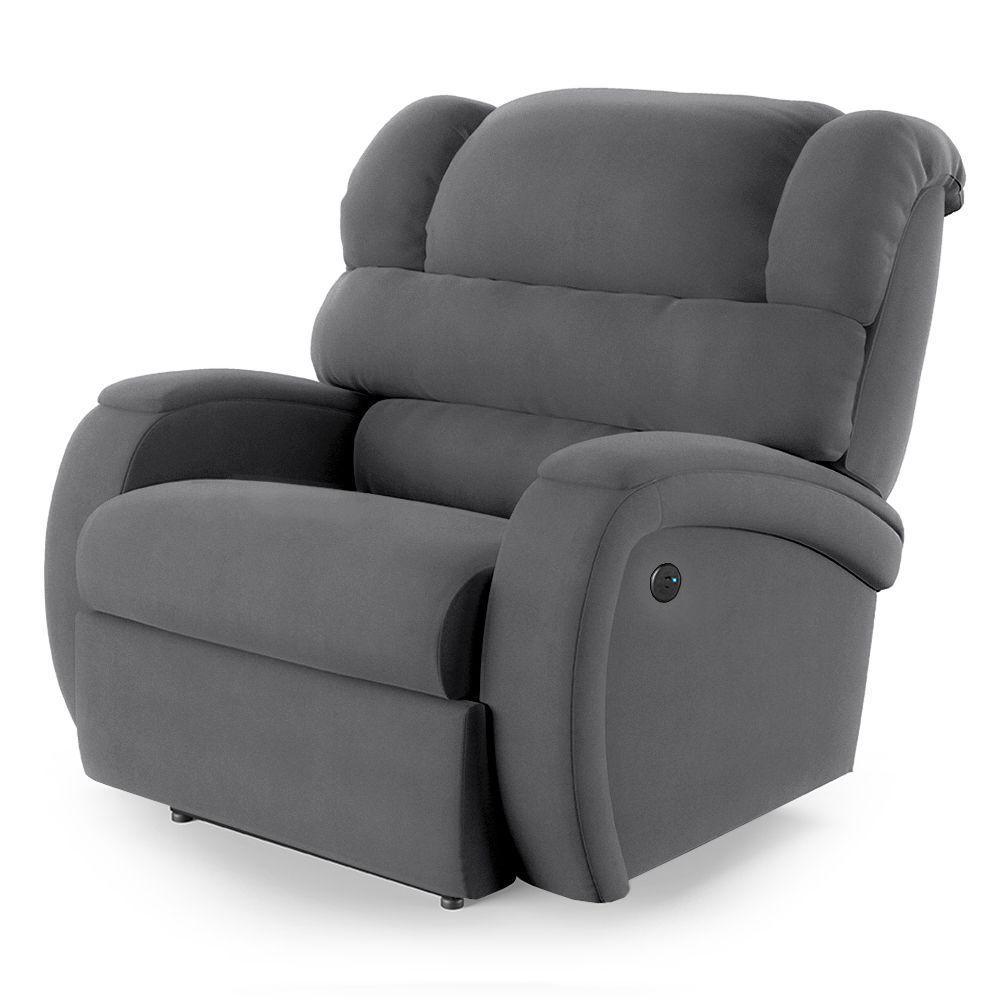 Poltrona Do Papai Reclinável Napoli Controle Power Elétrico Usb Veludo Fh1 Cinza - 1
