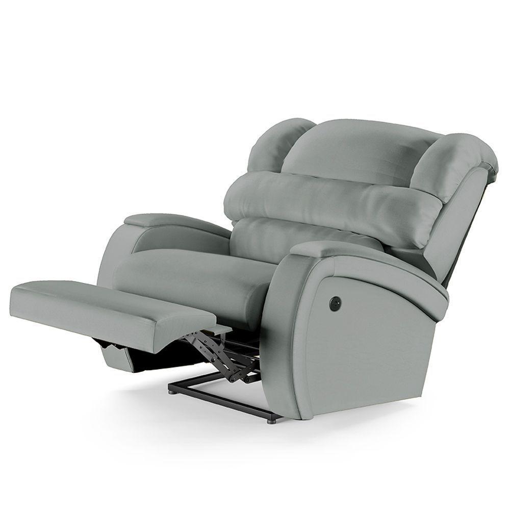 Poltrona Do Papai Reclinável Napoli Controle Power Elétrico Usb Pu Fh1 Cinza - 2