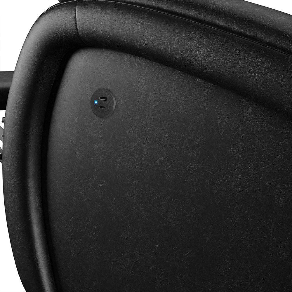 Poltrona Papai Reclinável Napoli Contr Power Elétrico Usb Pu Preto Brilho Fh1 - 3