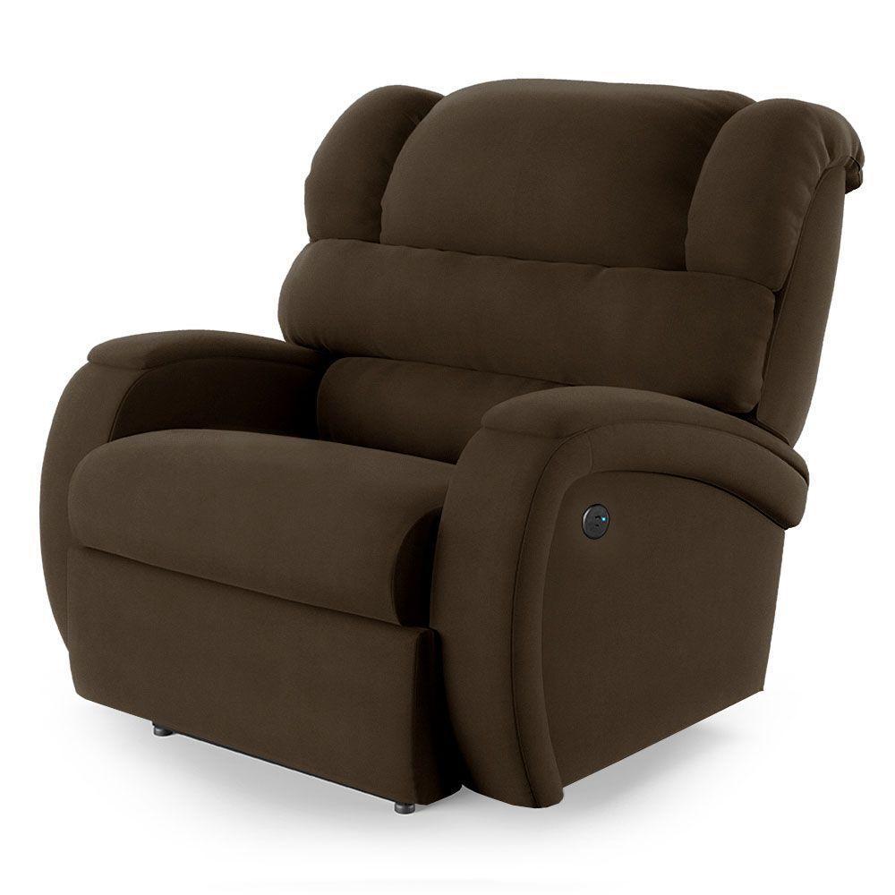 Poltrona Do Papai Reclinável Napoli Controle Power Elétrico Usb Veludo Fh1 Marrom - 1