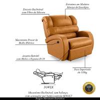 Poltrona Do Papai Reclinável Napoli Controle Power Elétrico Pu Whisky Fh1 - 6